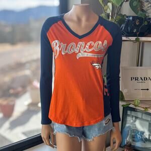 NFL Hands High Denver Broncos Stadium Women's Raglan Long Sleeve Shirt, Small